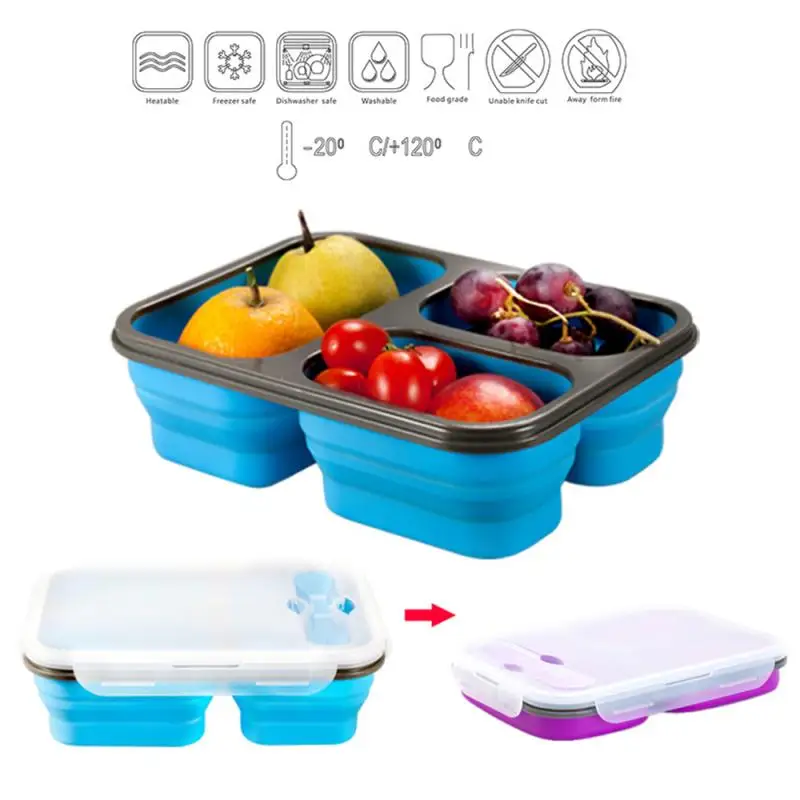 Кухонные аксессуары силиконовая складная коробка для ланча портативная