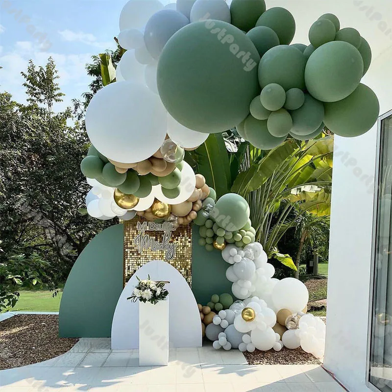 

177pcs Sage Green White Balloon Arch Garland Kit Wedding Decoration Engagement Anniversary Party Mother's Day Baby Shower Decor