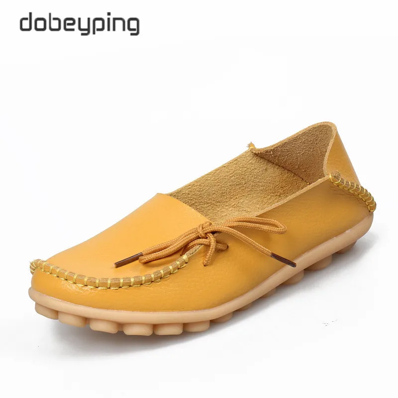 Yellow Новые женские мокасины на плоской подошве г. Осенние женские лоферы женская обувь из натуральной кожи женские Балетки без застежки с бантом Размер 35-44 - Цвет: Yellow