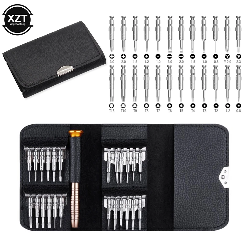 

New Leather Case 25 In 1 Torx Screwdriver Set Mobile Phone Repair Tool Kit Multi Tool Hand Tools For Iphone Watch Tablet PC