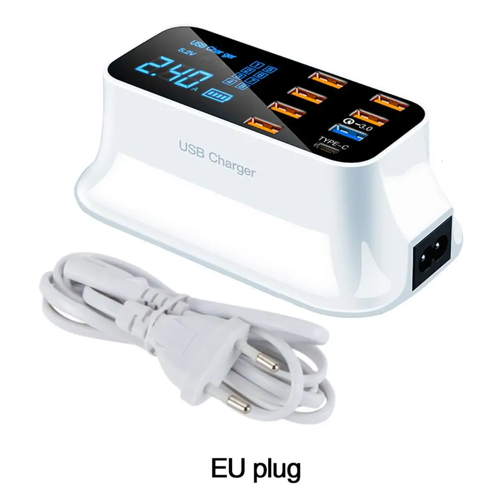 ЖК-дисплей с цифровым дисплеем зарядное устройство 8 портов USB для Xiaomi Huawei Samsung iPhone