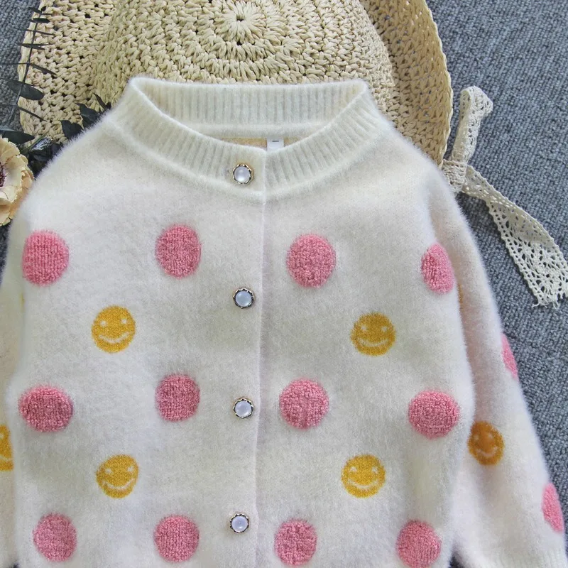 Детский свитер новинка осень-зима 2019 куртка для девочек Повседневный в горошек