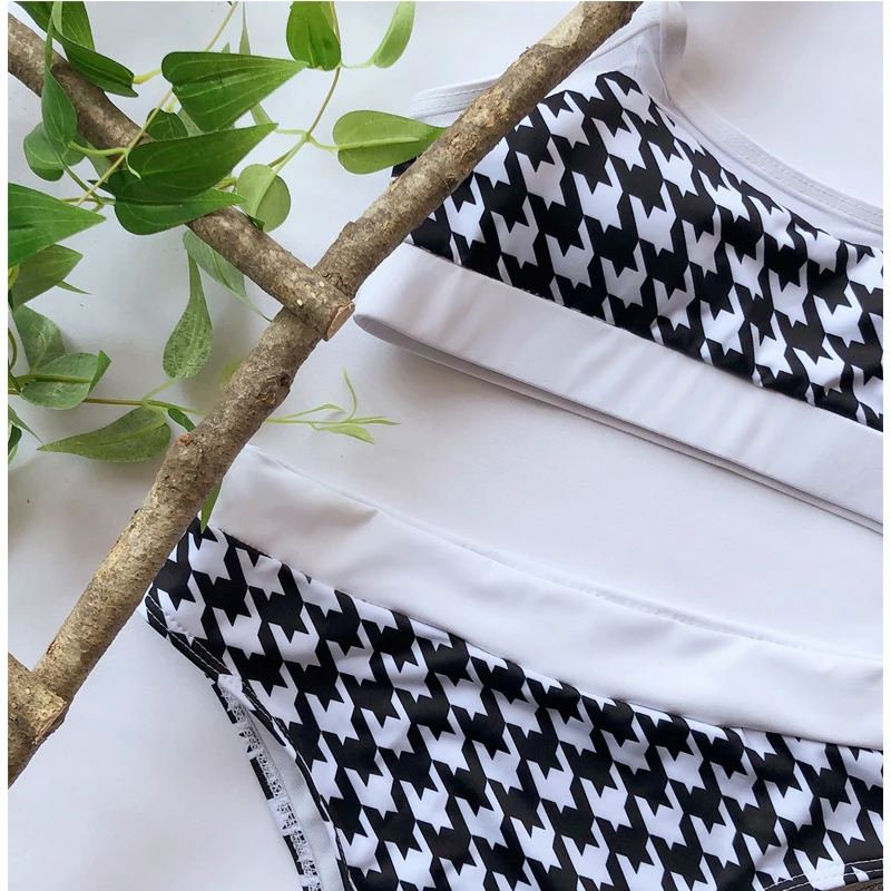 Hirigin женский летний сексуальный купальник с оборками гусиные лапки плечевым