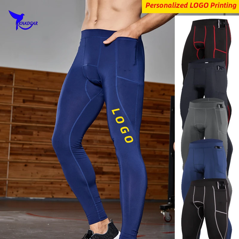 

Quick Dry Elastic Running Tights Men Sportswear Compression Leggings Gym Fitness Workout Training Pants Yoga Bottoms Personalize