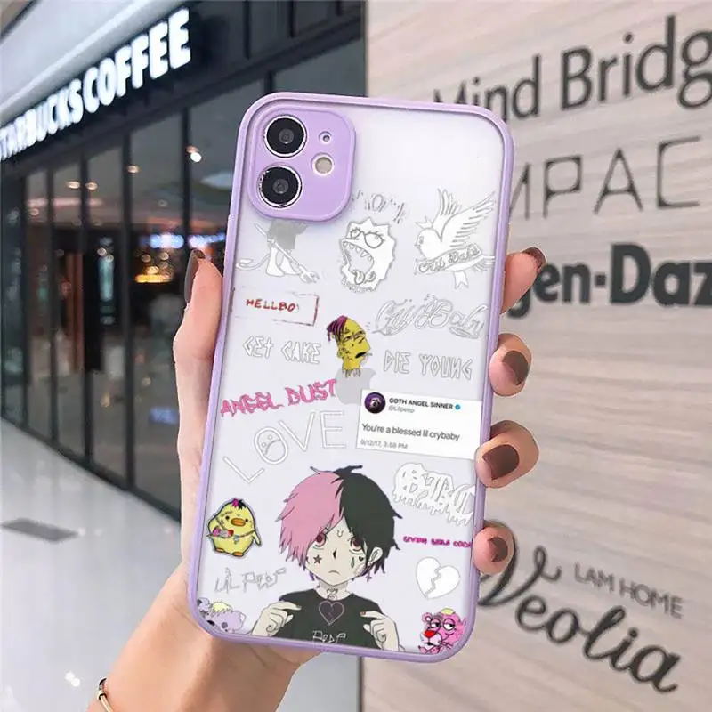 

lil peep Phone Cases Matte transparent For Purple iPhone 12 Mini 11 Pro XR XS Max 7 8 Plus X Back Cover