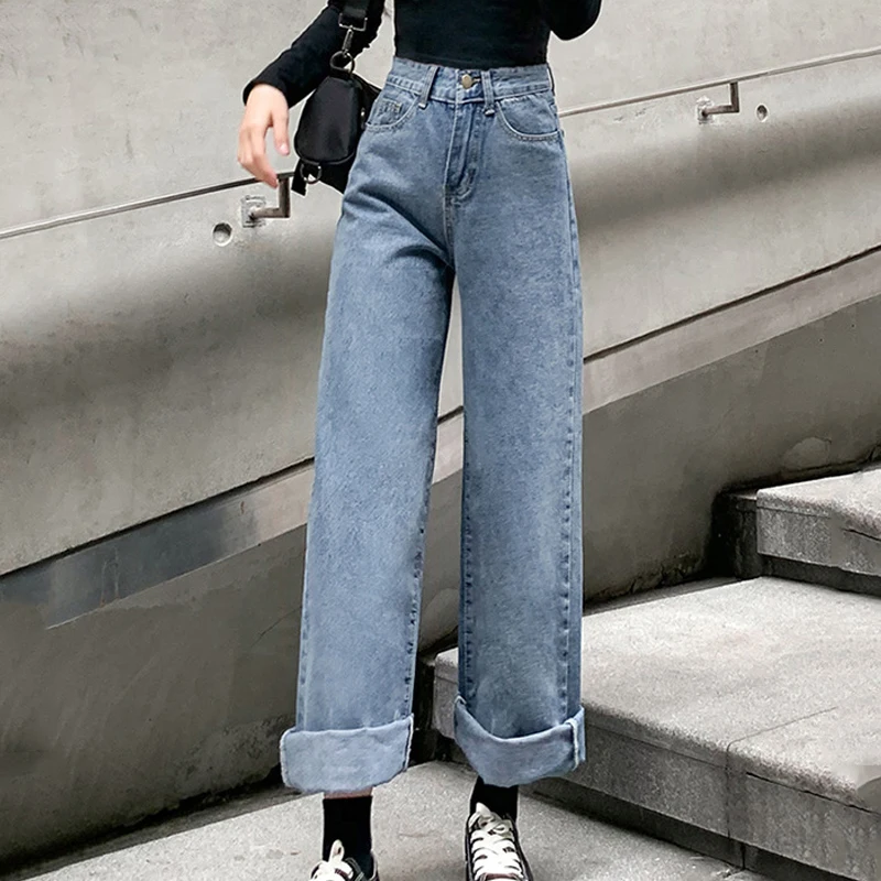 2021 Summer Boyfriend Jeans For Women Thin With Hole High Waist Wide Leg Pants Denim Baggy Casual Long Female | Женская одежда