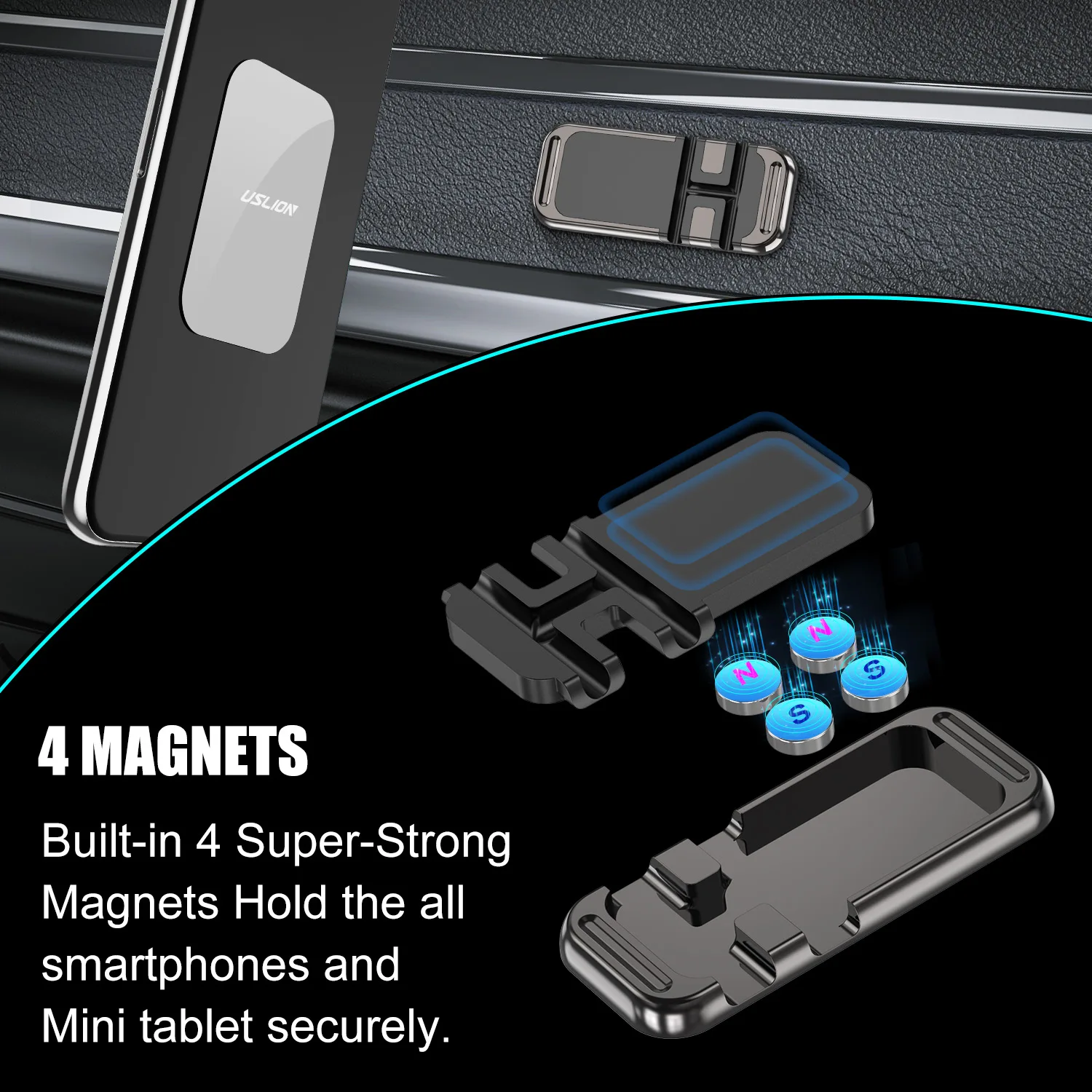 USLION Car Mount Magnet Phone Holder For iPhone 12 11 Pro Xiaomi Wire Clip Dashboard Magnetic Bracket Strip Shape GPS Car Stand