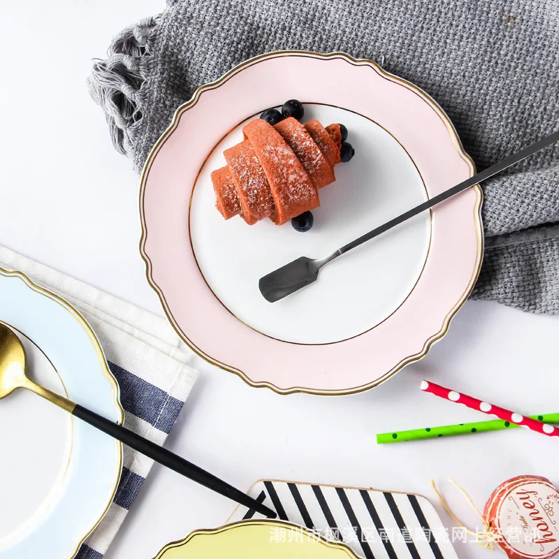 LEKOCH благодарности и отзывы Фарфор золотой край Девушка Ретро Макарон тарелка