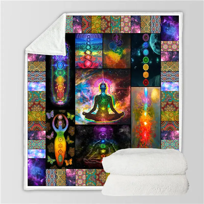 Индийская Мандала 3D печатная шерпа одеяло диван для пешего туризма пикника