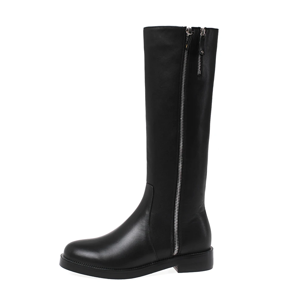 Женские высокие сапоги на молнии из натуральной кожи до колена размеры 34 43|Сапоги