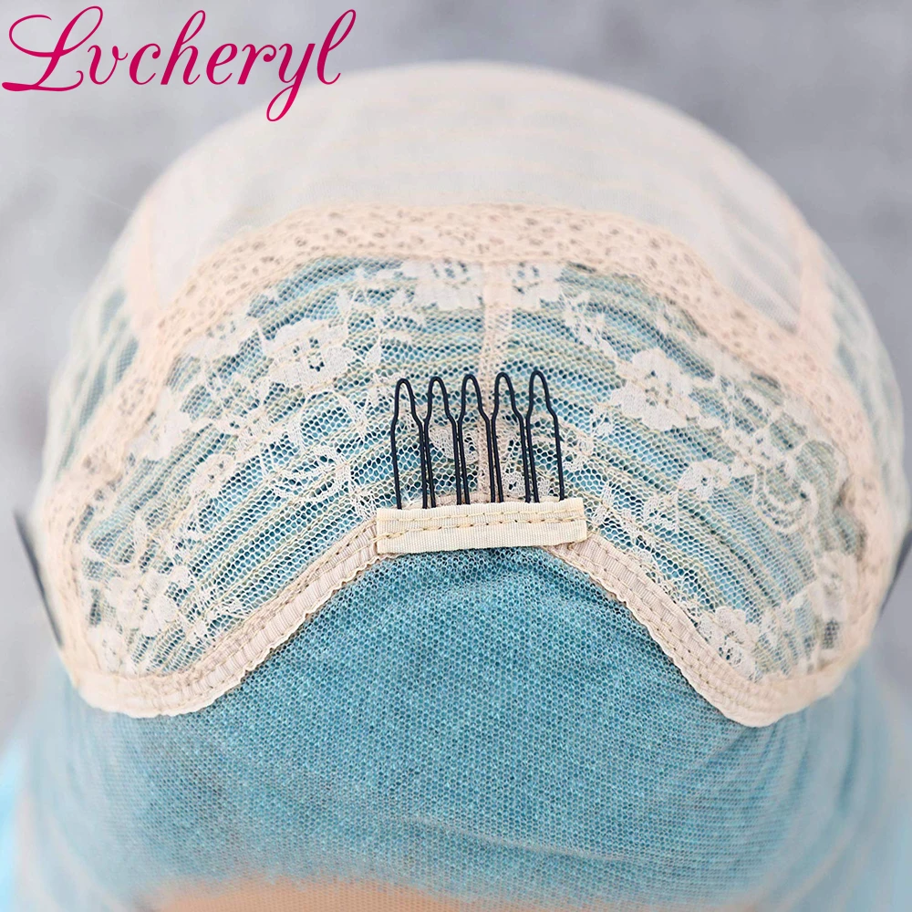 Lvcheryl синтетические кружевные передние парики длинные светло голубые волосы