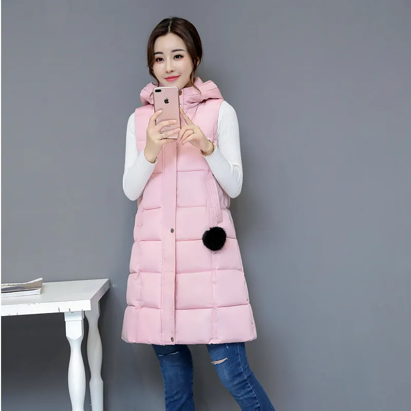2021 Winter Women Cotton Down Vest Plus Size M-6XL Sleeveless Warm Hooded Loose Casual Long Female Outerwear Padded Jacket | Женская