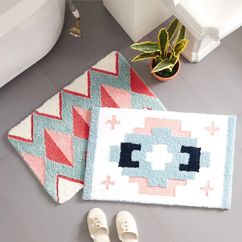 Геометрический Коврик для ванной коврик нескользящий входа кухни Впитывающий