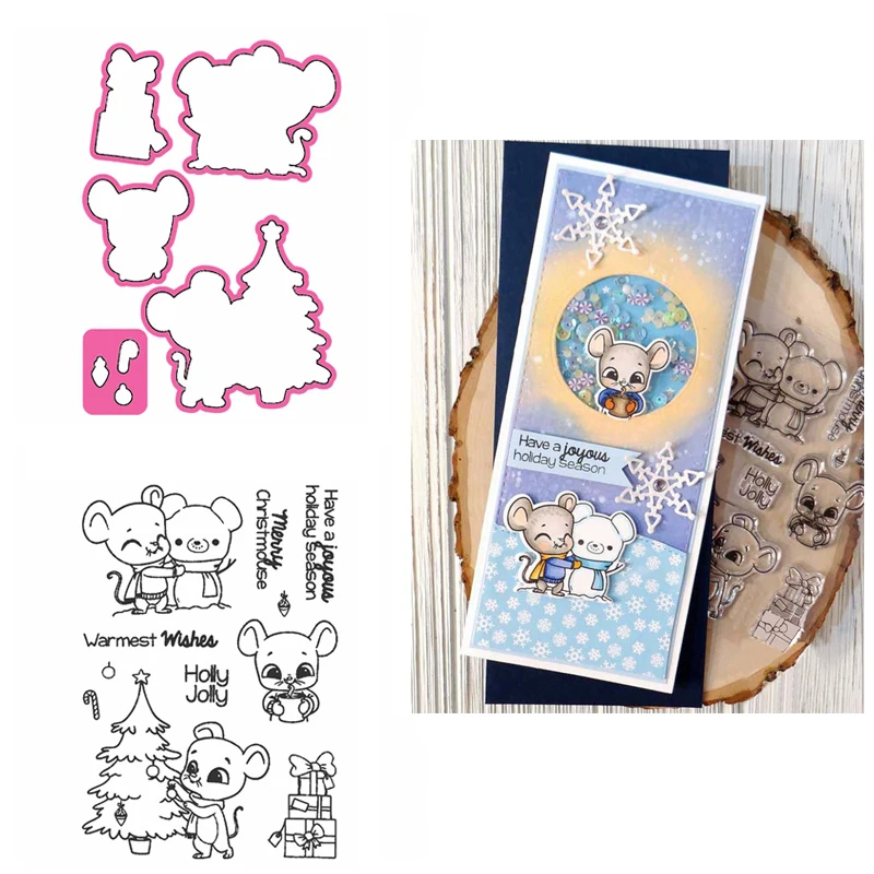 

Christmouse набор для стемпинга и координации под давлением восхитительные рождественские мыши прозрачные наклейки для скрапбукинга и открыток...