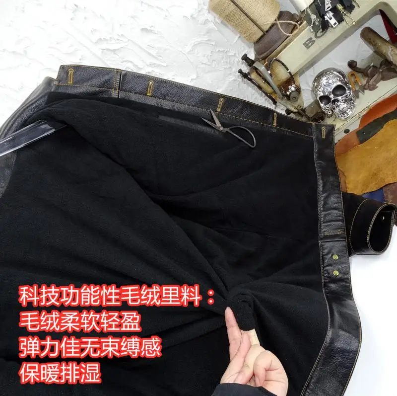 Мужская Байкерская короткая куртка из натуральной воловьей кожи черная большого