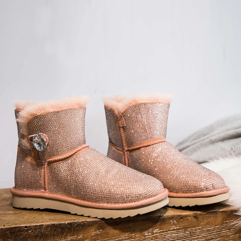 Зимняя обувь 2019 г. женские зимние ботинки короткие из овечьей шерсти с меховой