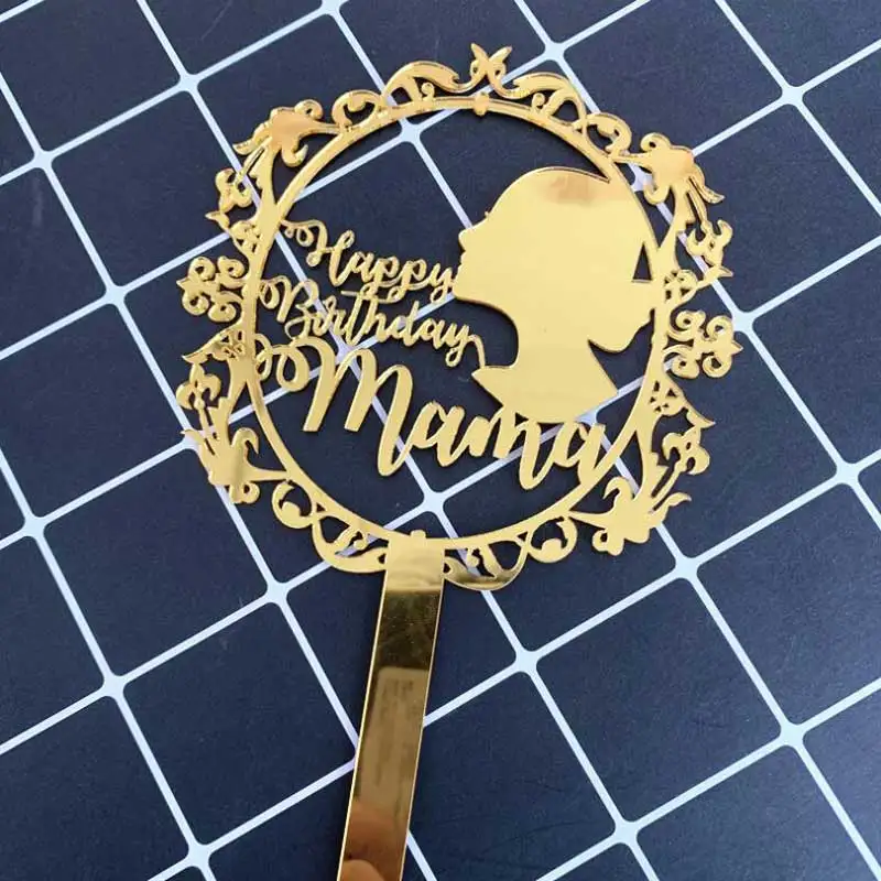 Золотой акриловый топ для торта на день матери флаги топпер мамы украшение