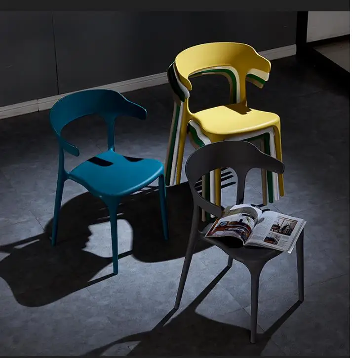 Креативный подлокотник стул для отдыха пластиковый открытый кофейный