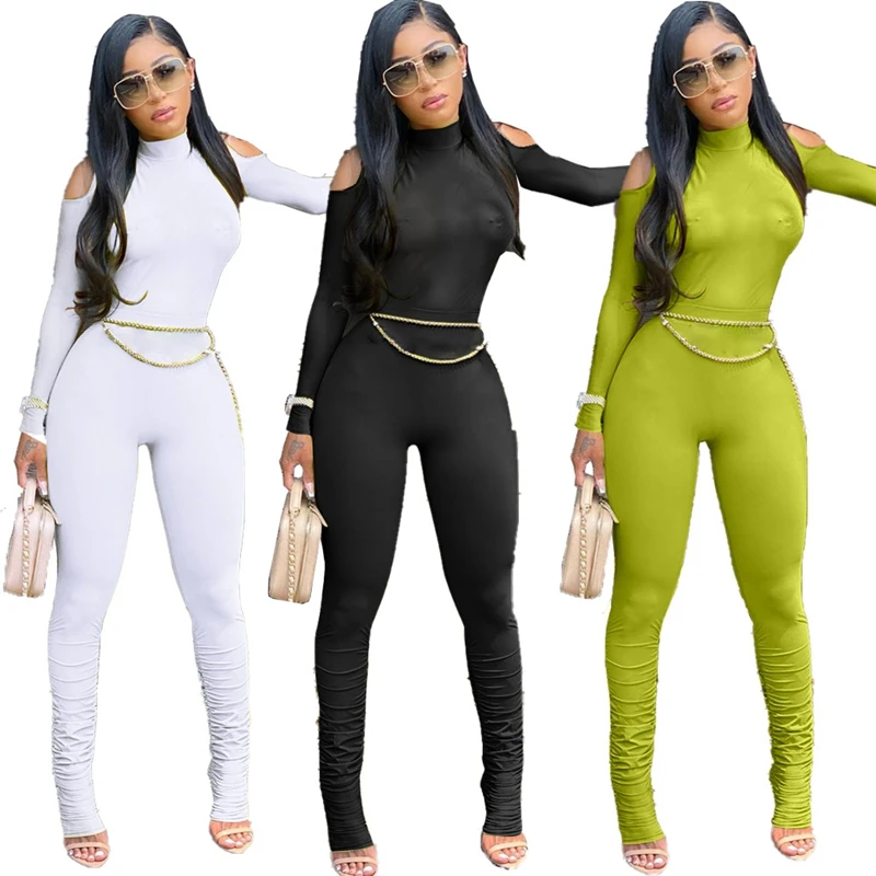 Bandage Bodycon Jumpsuit Long Sleeve Stacked One Piece Jumpsuit Women Fall Clothing 2020 Overalls Party Sexy Jumpsuit Clubwear