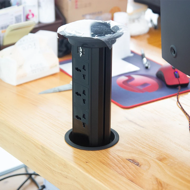 

2020 New design Tabletop Hidden WIFI Universal Standard Smart Electric Pop Up Desktop Socket With USB Charging Port