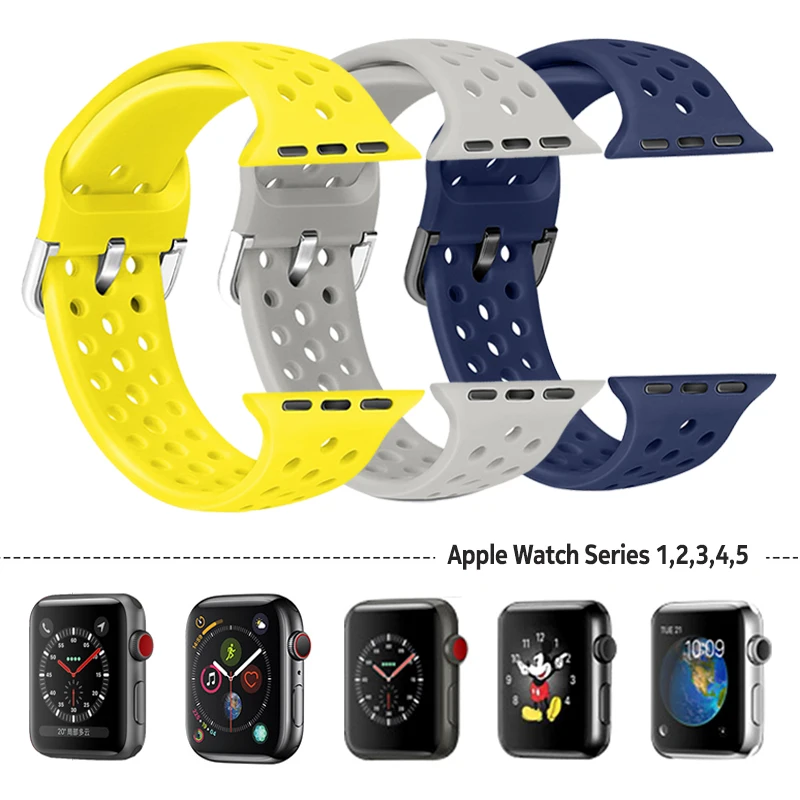 Ремешок для Apple Watch band 38мм 42мм iWatch 4 44мм 40мм Спортивный браслет с силиконовым