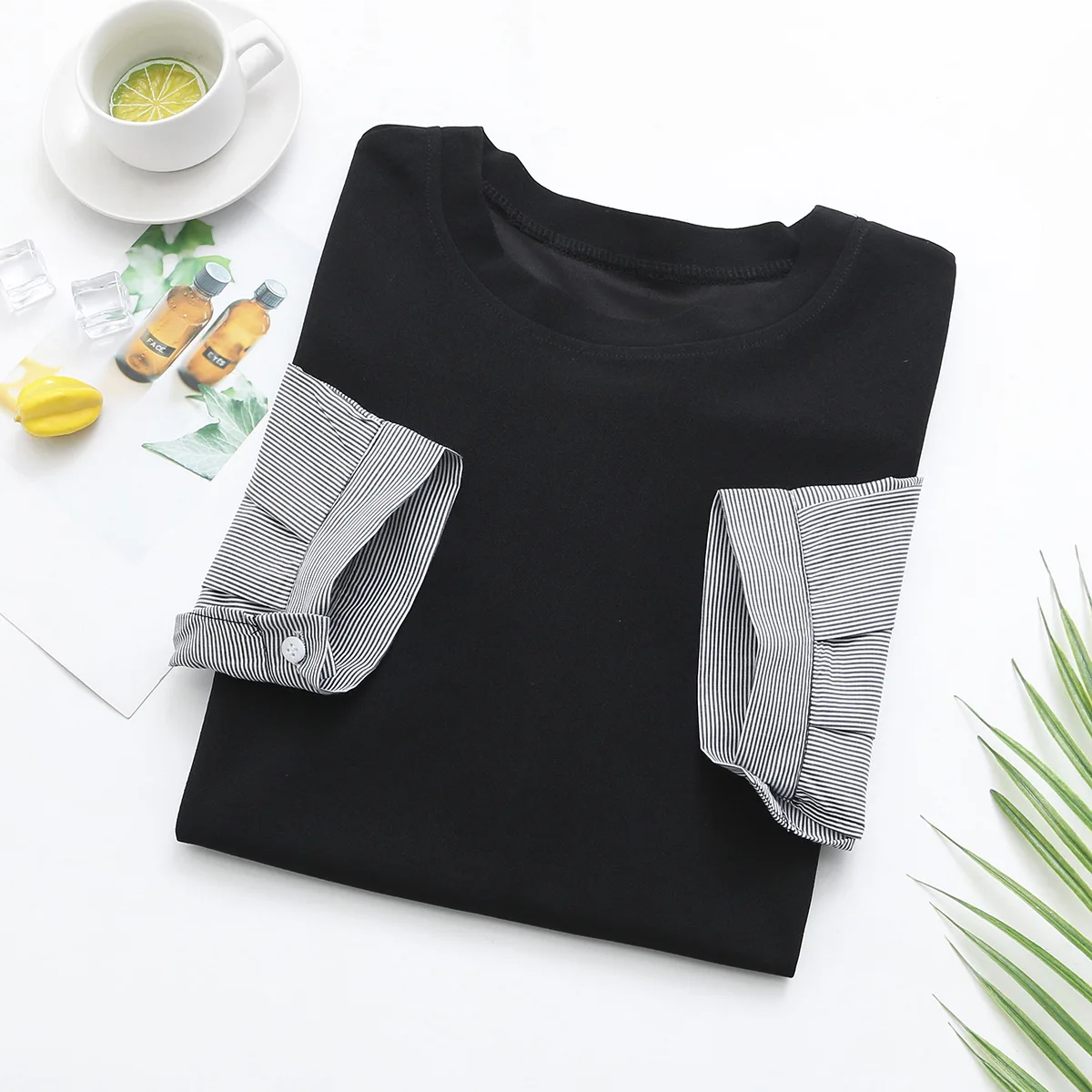 

2021 Spring Summer Women T Shirt Plus Size Tees Fashion Casual Clothes Half Sleeve Plus Size Tops False Two Piece Camiseta Mujer