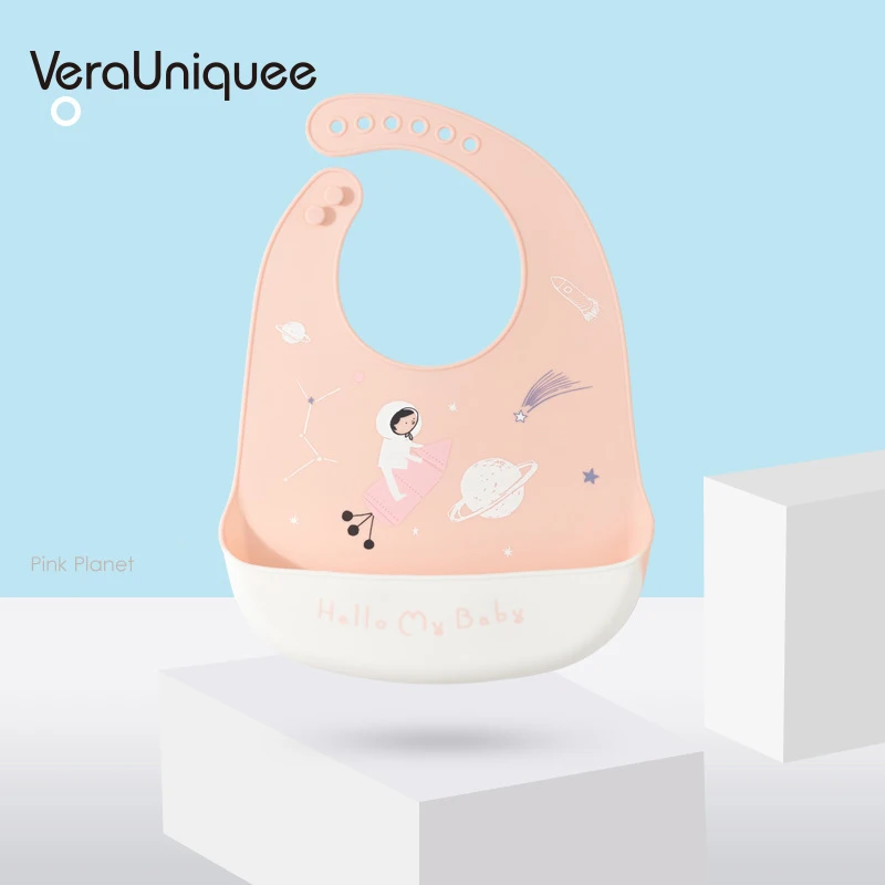 

VeraUniquee Bibs Silicone Fashionable Cartoon Plastic Babador Bandana Baby Bibs Waterproof Animal Picture New Silicon Baby Bib