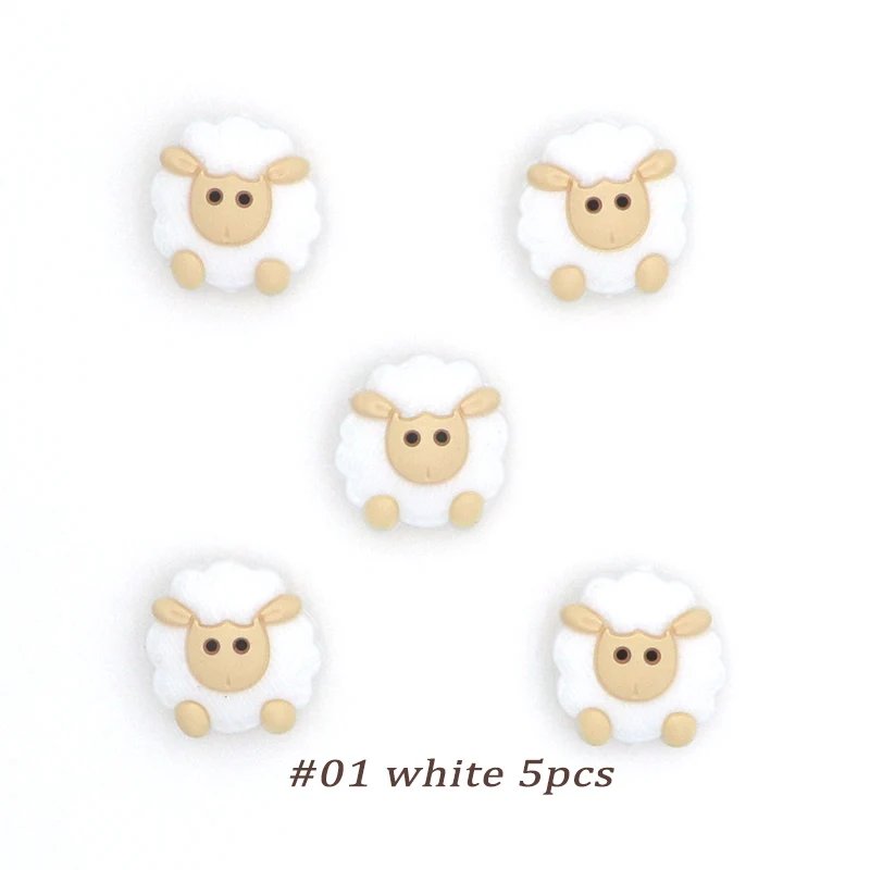white 5pcs Kovict, 5/10 шт., 23 мм, милые мини-силиконовые бусины в виде овечки, Детские Прорезыватели в виде животных, Детские Прорезыватели для зубов, бусинки для самостоятельного изготовления ожерелья, аксессуары, игрушки - Цвет: white 5pcs