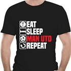Футболка мужская с круглым вырезом, дизайнерская стильная тенниска с надписью Eat Sleep Man Utd, майка для футболки, Манчестер, подарок на день отца, день рождения