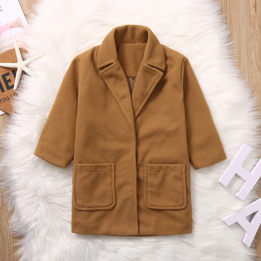 SAGACE/классические пальто для девочек; зимнее повседневное Однотонное шерстяное пальто; топы для детей; кардиган на пуговицах для девочек; шерстяная куртка; сезон осень-зима