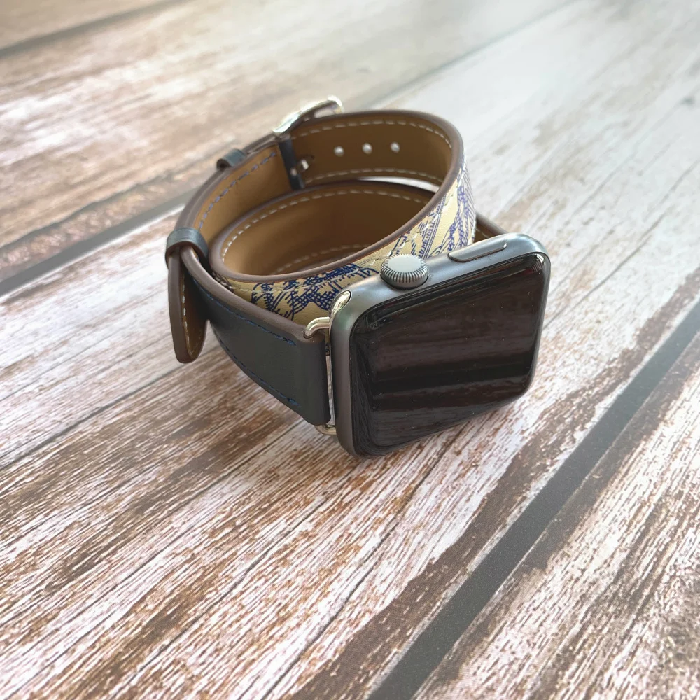 Роскошный ремешок с двумя петлями для Apple Watch 38 мм 40 из натуральной кожи iWatch