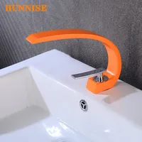 Cold and Hot Bathroom Basin Water Tap Orange Brass Bathroom Wash-sink Mixer Deck Mounted Bath Sink Water Faucet  High-end Faucet