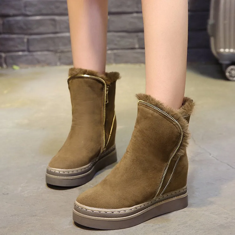 KANCOOLD/женские зимние ботинки Теплые короткие плюшевые ботильоны на меху Женская