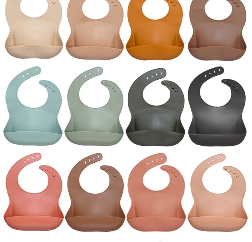 

Infant bibs dwaterproof water silicone baby fashion newborn bibs feeding cloth toddle boys girls adjustable different styles of
