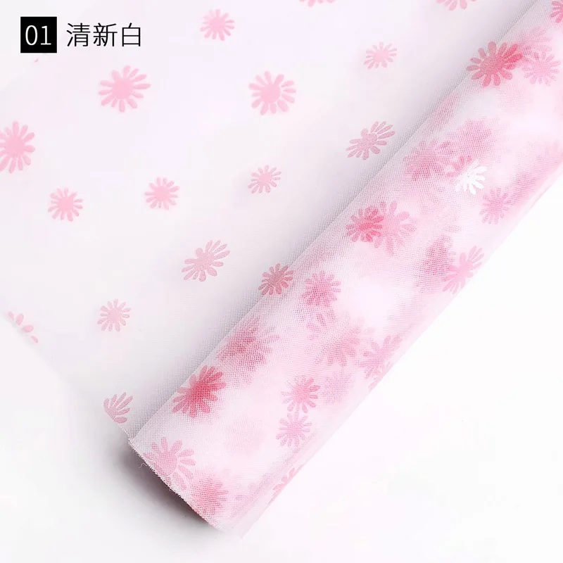 

New Flower Shop Floral Packaging Mesh Gauze Hearty Yarn Fresh Little Daisy Gift Flower Packaging Mesh Paper 50cm 5yards