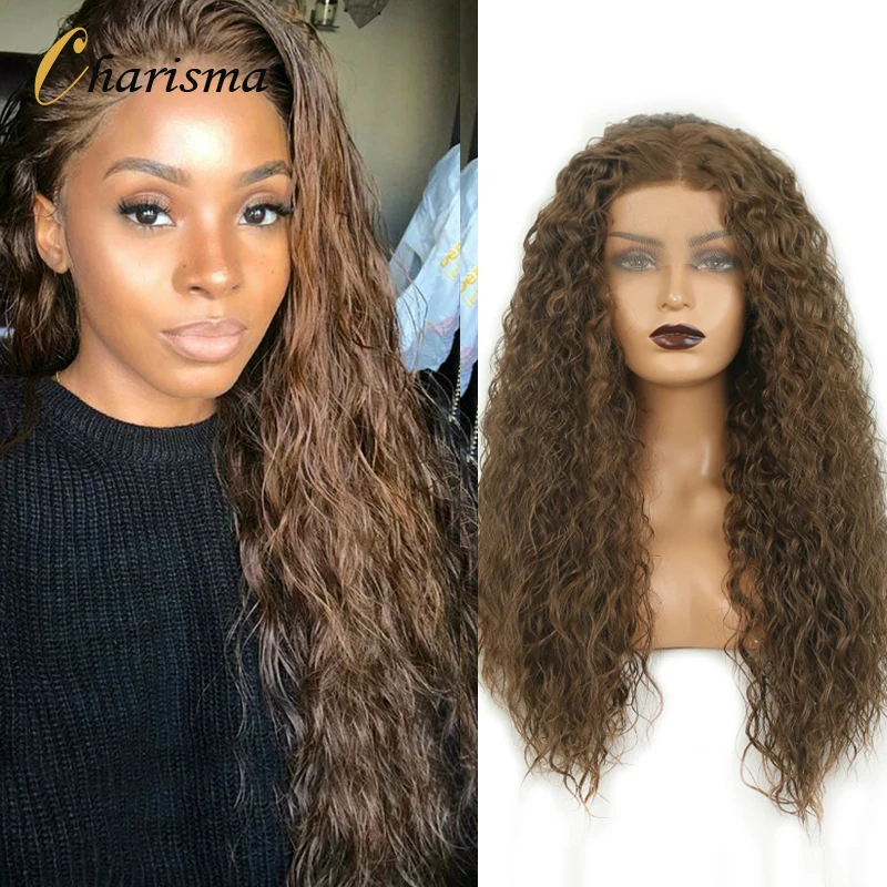 

Харизма синтетический парик фронта шнурка длинные курчавые вьющиеся парики для женщин натуральная линия волос термостойкие волосы синтет...