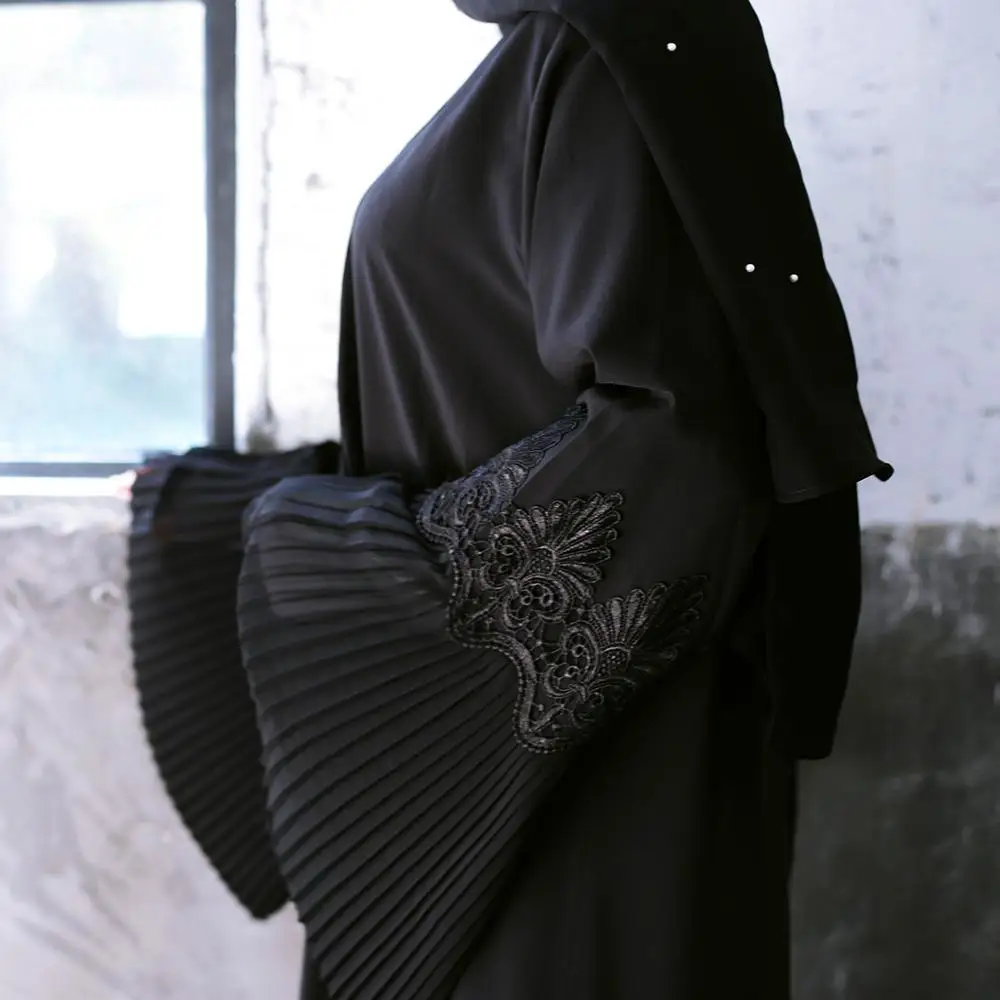Открытый передний abaya Дубай длинный кардиган Женские мусульманские Длинные