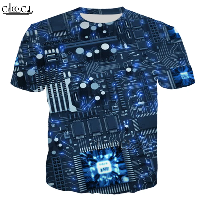 

CLOOCL 2021 Newest Electronic Chip 3D Print Mens Women T Shirt Harajuku Fashion Short Sleeve Hot Selling Tops Drop Shipping
