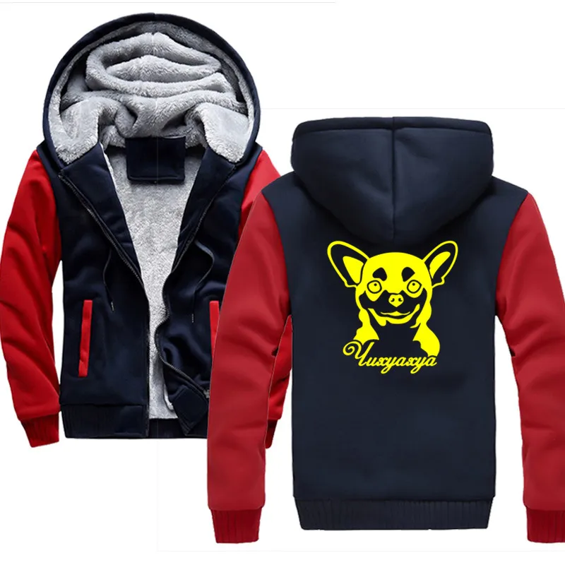 

Free delivery Chihuahua cut animal Male Warm Thick Velvet Solid Sweatshirt Tracksuit Men Hoodies And Sweatshirts Jacket