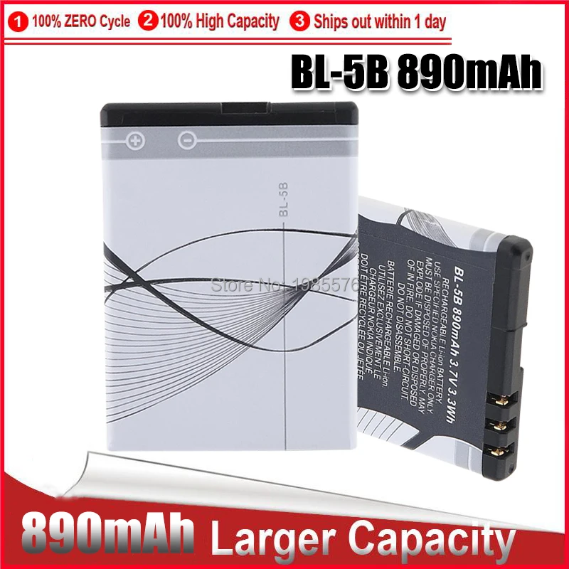 Новый аккумулятор 890mAh BL 5B высокой емкости для Nokia 3220 3230 5140 5140i 5200 5300 5500 6020 6021 6060 N83 N90