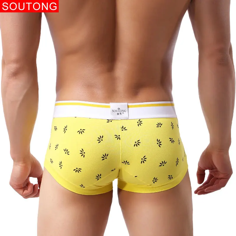 Трусы-боксеры Soutong мужские хлопковые шорты с цветочным принтом мягкое нижнее