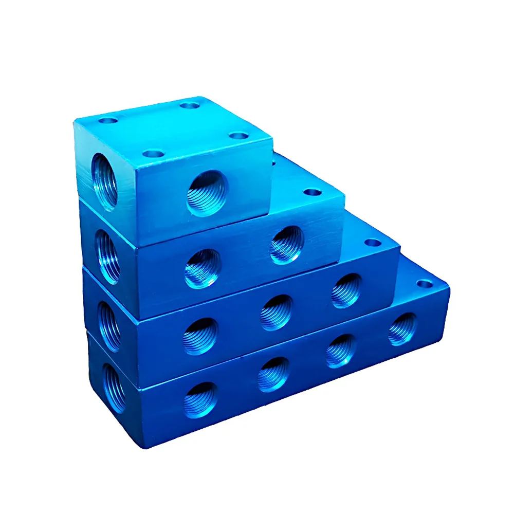 1/2/3/4 способ 4/6/8/10 Порты BSP G3/8 &quotв G1/4&quot синий Алюминий коллектор Блок Splitter Воздух