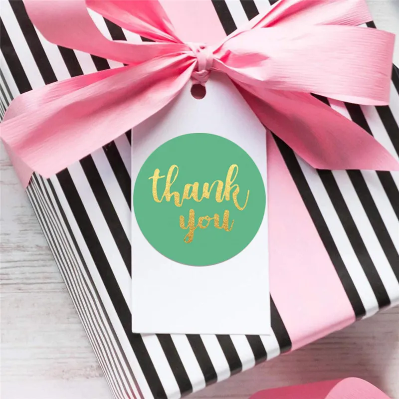 1 5 дюймовые наклейки Thank You Золотая фольга ярлыки для деловой упаковки подарок 500