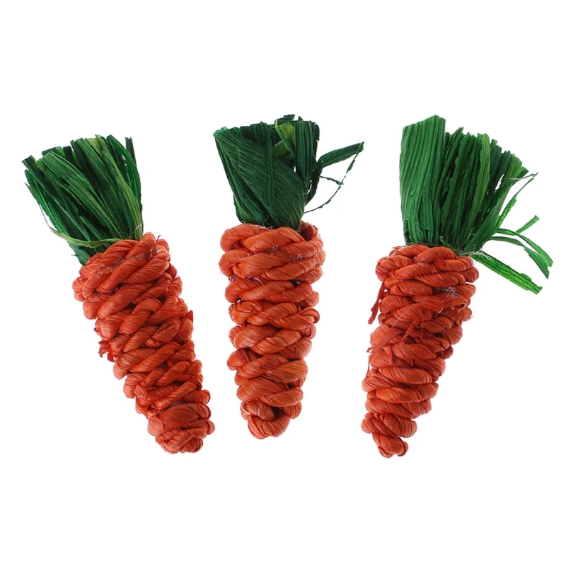 

New 3Pcs/Set Carrot Shaped Rabbit Hamster Chew Bite Toys Guinea Pig Tooth Cleaning Toys