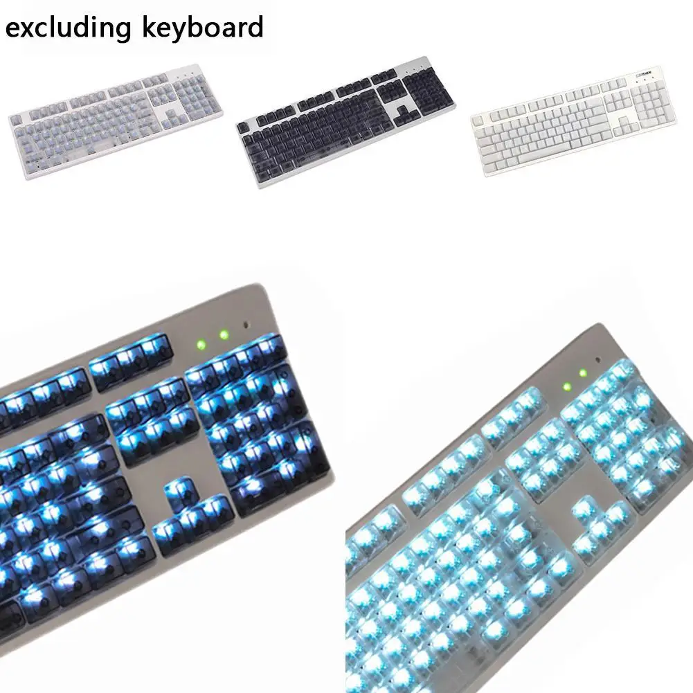 

104 Keys/Set Of Universal Stylish Transparent Mechanical Keyboard Replacement Keycaps No Engraved Full Transparency Key