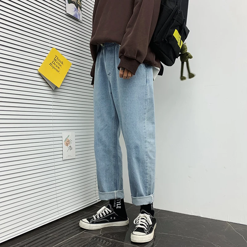 

2021 Men's thicken Plush Casual Pants Baggy Homme Wash Jeans Loose Cargo Pocket Biker Denim 4 Color Cowboy Trousers M-4XL