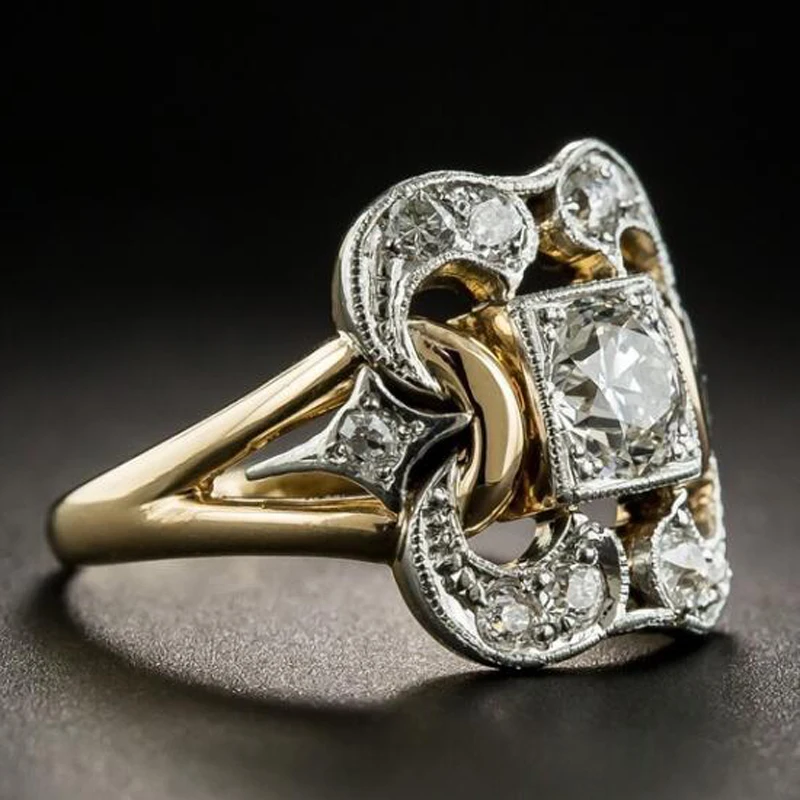 Большие квадратные винтажные кольца с вырезом естественное искусственное