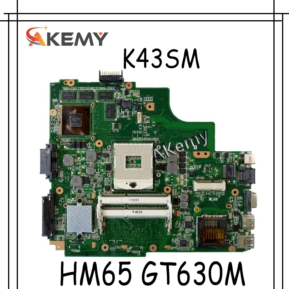 Akemy K43SM материнская плата для ноутбука For Asus X43S A43S K43S A83S A84S K43SJ K43SV 100% OK HM65