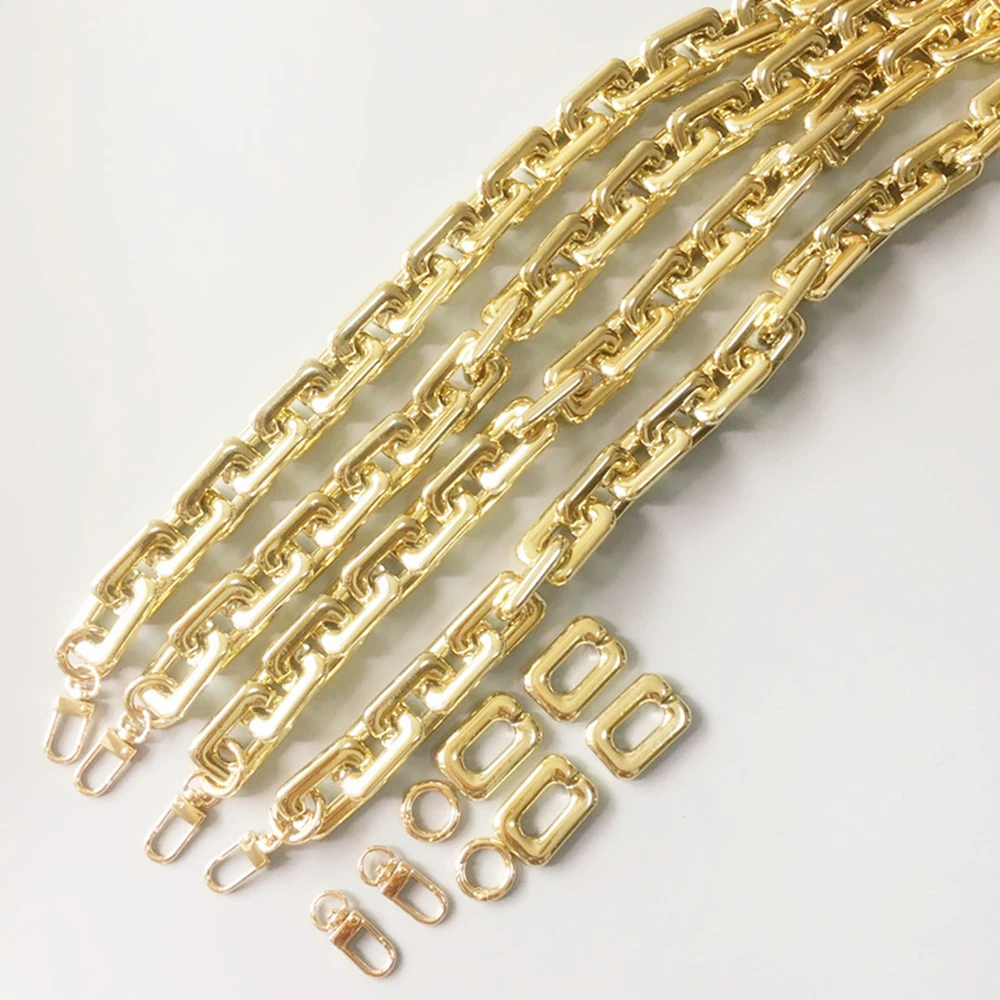 Сменные цепочки для женских сумок однотонные золотистые акриловые со съемными