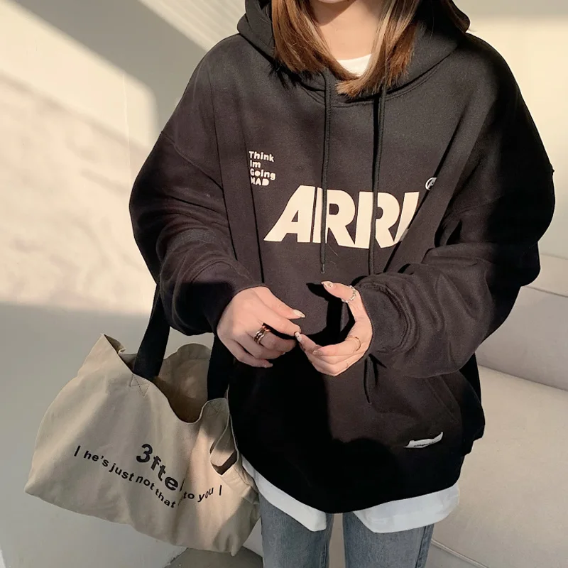 Серая плюшевая толстовка женская осень-зима 2021 новый милый крутой нишевый дизайн